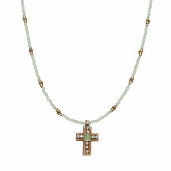 Michal Golan Byzantine Garnet Cross Necklace III