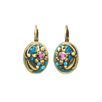 Michal Golan Teal Oval Earrings