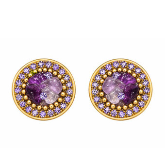 Michal Golan Violet Amethyst Circle Post Earrings