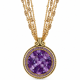 Michal Golan Violet Amethyst Large Medallion Necklace