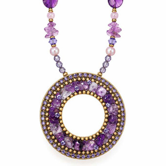 Michal Golan Violet Amethyst Large Open Circle Necklace