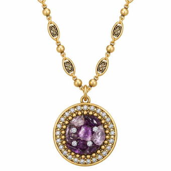 Michal Golan Violet Amethyst Circle Necklace