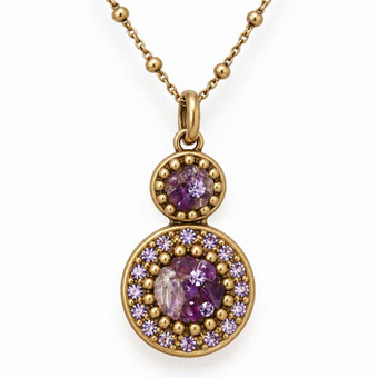 Michal Golan Violet Amethyst Double Circle Necklace