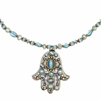 Michal Golan Hamsa Necklace - Large Blue Multi Hamsa