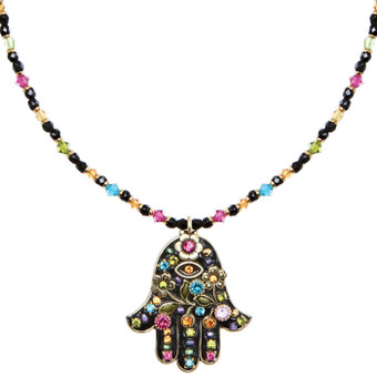 Hamsa Necklace - Large Black Multi Hamsa From Michal Golan