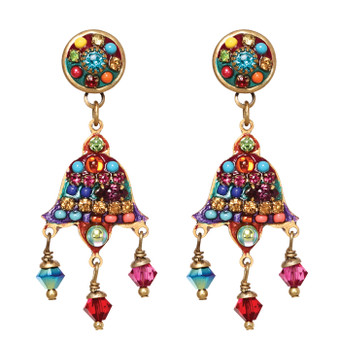 Michal Golan Earrings - Multibright 2 Parts Triple Dangles