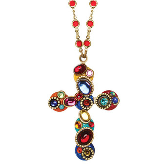 Michal Golan Confetti Cross Long Chain Necklace