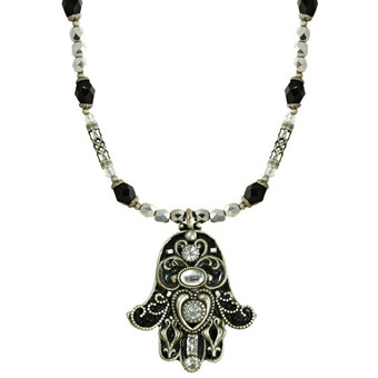 Michal Golan Black And Crystal Hamsa