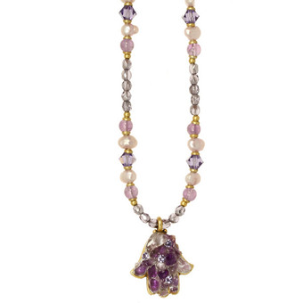 Small Purple Hamsa Necklace