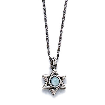 Silver Star Of David Pendant With Mother Pearl