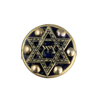 Dark Blue And Gold Star Of David Ring