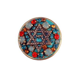 Teal And Orange Crystal Star Of David