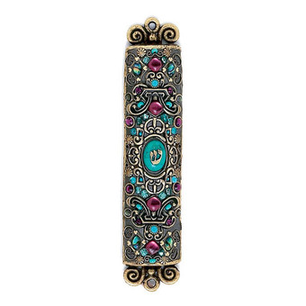 Purple and Turquoise Mezuzah