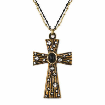 Large Black and White Cross Necklace