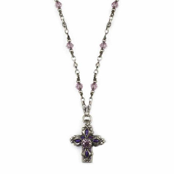 Small Purple Cross Necklace By Michal Golan