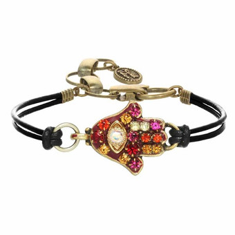 Michal Golan Burgondy Bracelet Hamsa