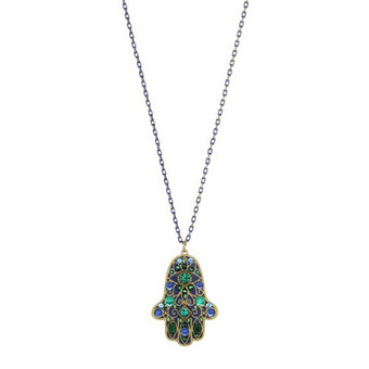 Green Hamsa Necklace on Single Chain Green Hamsa Necklace on Single Chain