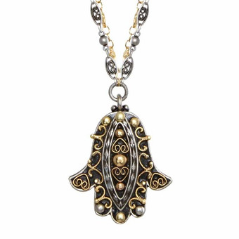 Black Michal Golan Jewelry Hamsa Necklace