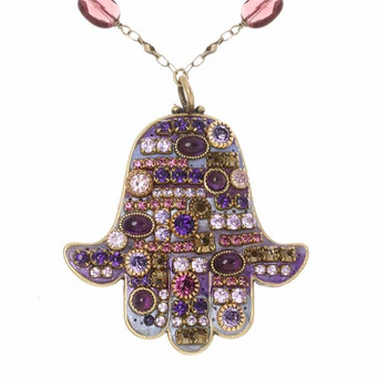 Multiple Purple Hamsa Necklace