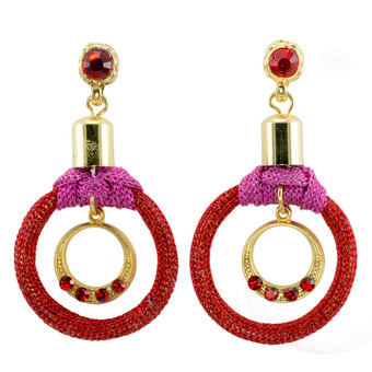 Anat Jewelry Red Hoop Shabby Chic Earrings