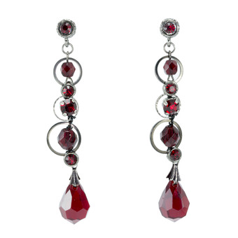 Anat Collection Red and Grey Circles  Earrings