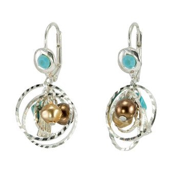 Anat Jewelry Encompass Brown and Teal  Earrings