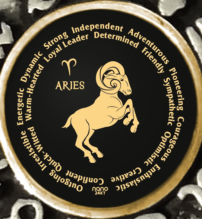 Inspirational Jewelry Aries Zodiac Wheel Black Necklace
