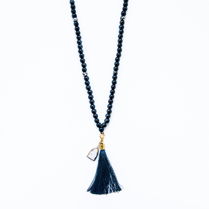 7Stitches Ebony Wood Mala with Black tassel