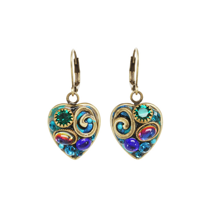 Michal Golan Jewelry Emerald Heart Blue Earrings