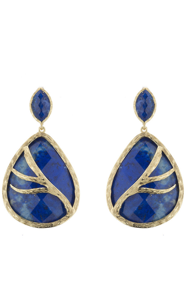 Marcia Moran Royal Blue Leaf Branch Earrings