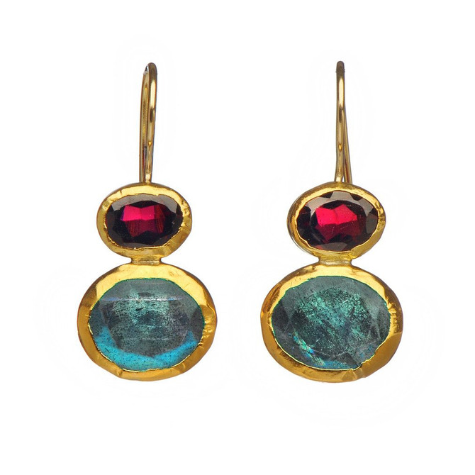 Treasure Garnet and Labradorite Earrings by Nava Zahavi - New Arrival