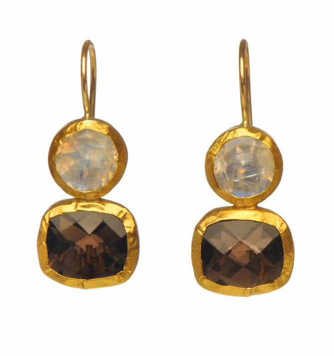 Mountain High Moonstone and Smoky Topaz Earrings by Nava Zahavi - New Arrival