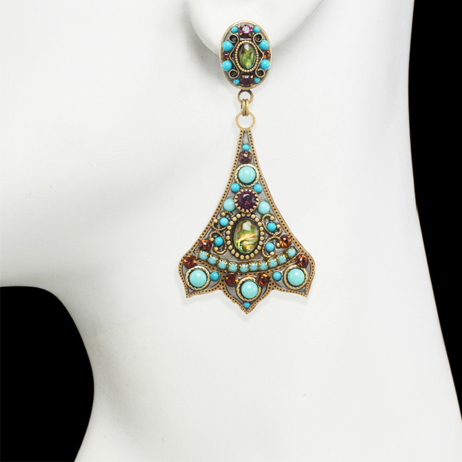 Collier Créateur Michal Golan - Pendentif Turquoise Et Rose Collection Kasbah - Neuf Sans Boîte