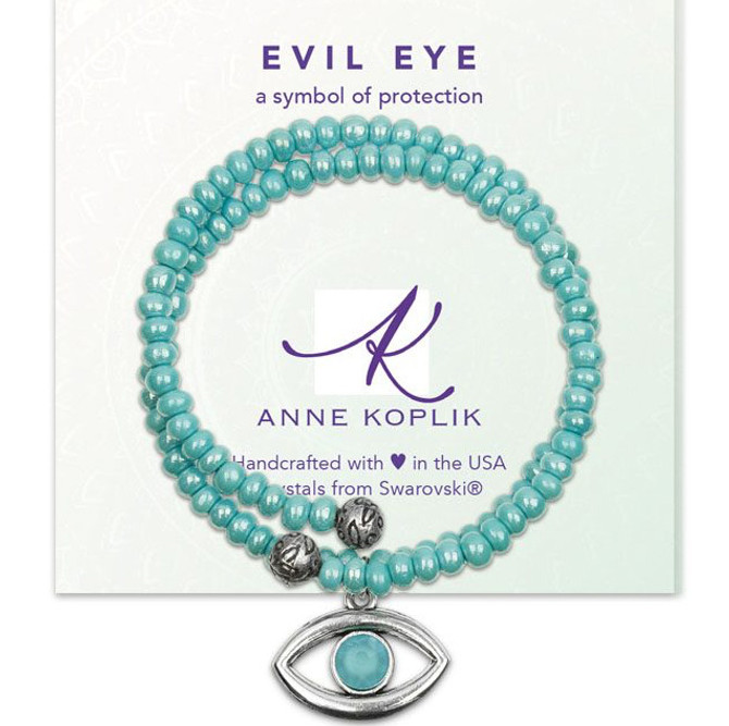 Anne Koplik Aqua Evil Eye Wrap Bracelet
