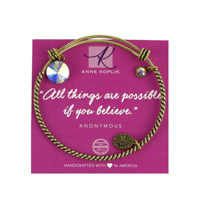 Anne Koplik Believe Crystal Charm Bangle