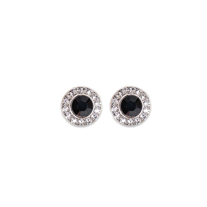 Anne Koplik Jet Black & Crystal Stud Earrings