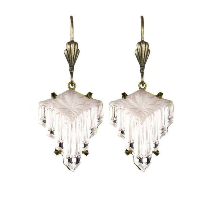 Anne Koplik Josephine Vintage Glass Renaissance Revival Wire  Earrings