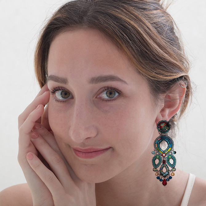 Ayala Bar Turquoise Crown Red Pelican Earrings