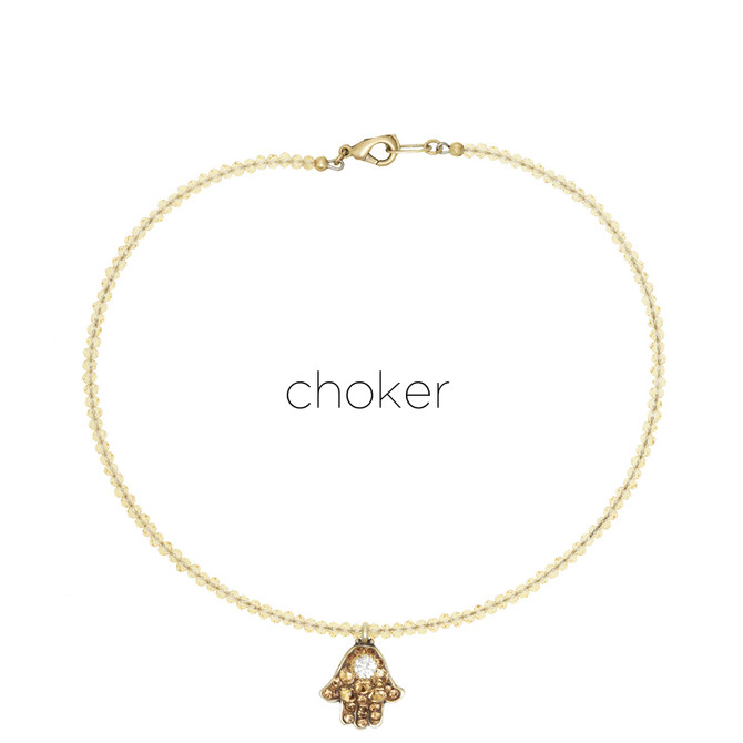 Michal Golan Dazzling Nude Hamsa Choker