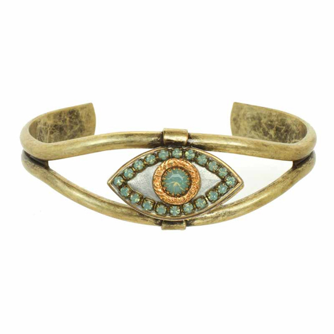 Michal Golan Silver and Turquoise Evil Eye Bangle