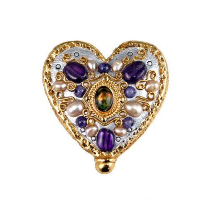 Michal Golan Amethyst Heart Pin