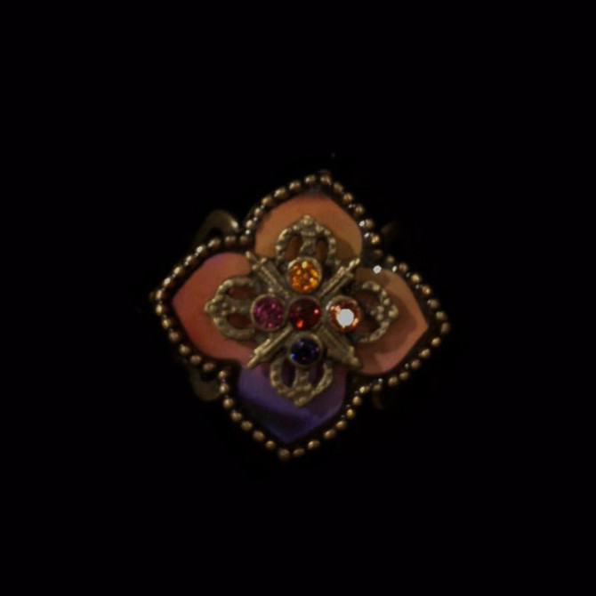 Michal Negrin Crimson Rainbow Flower Ring