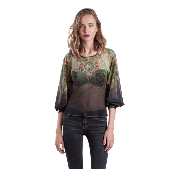 Michal Negrin Aviana Printed Tull Fabric Shirt