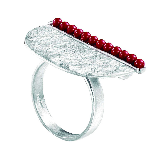 Joidart Inspirada Large Silver Ring Red Size 7