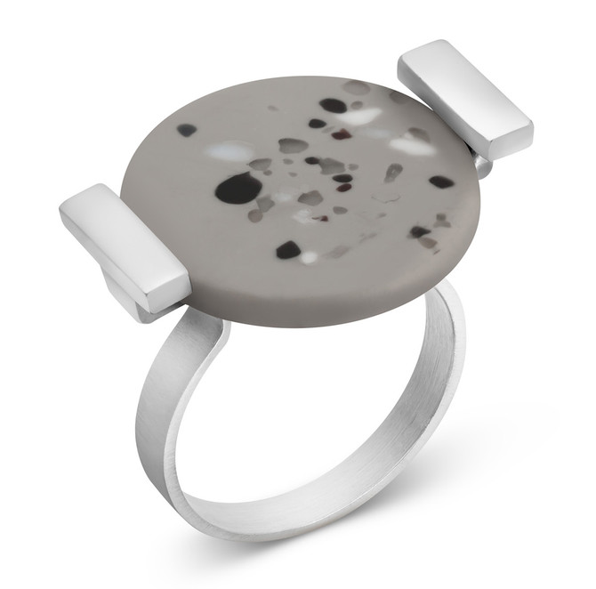 Joidart Terrazzo Ring Grey Silver Size 8