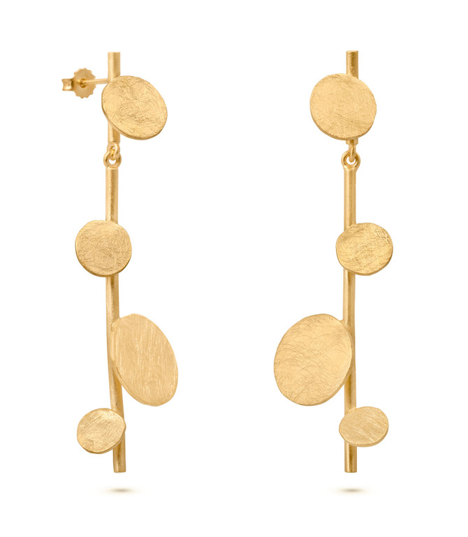 Joidart Flower Bloom Long Gold Earrings