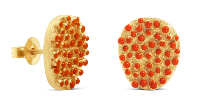 Joidart Estiu Stud Earrings Red Gold