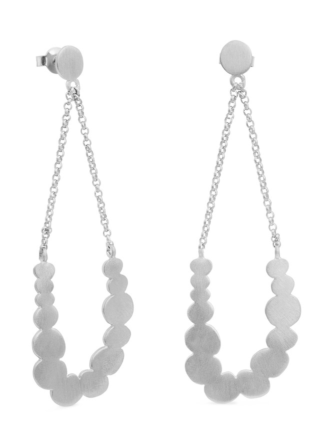 Joidart Pebbles Long Silver Earrings