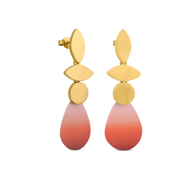 Joidart Captard 3 Piece Drop Gold Earrings Red