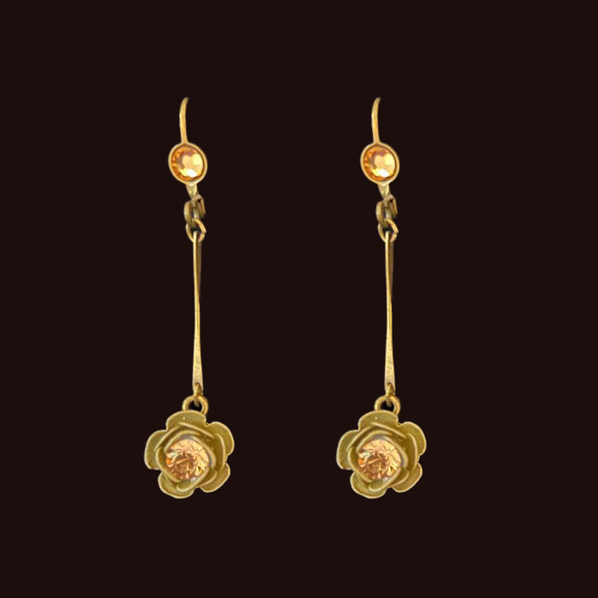 Michal Negrin Simple Rose Flower Dangle Earrings